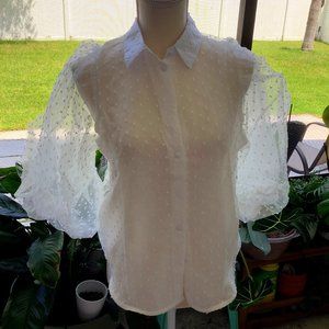 NWT CIEN WOMEN WHITE BLOUSE TRANSPARENCY